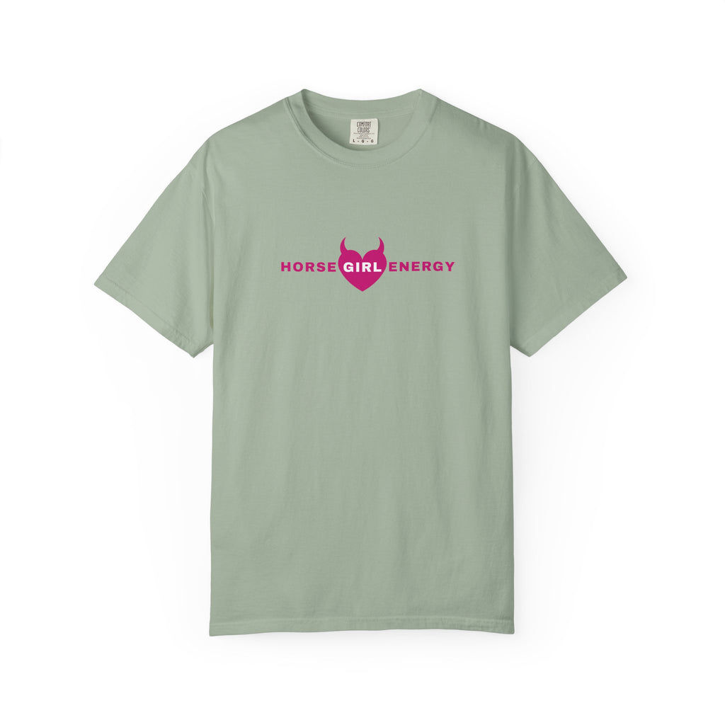 Horse Girl Energy T‑Shirt — Pink Devil Heart