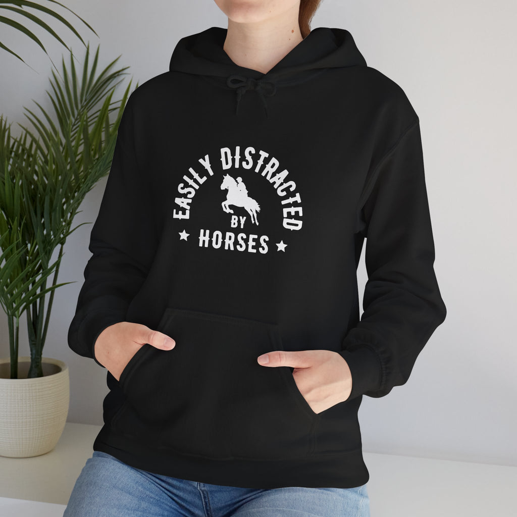 Easily Distracted by Horses - Hoodie Dark
