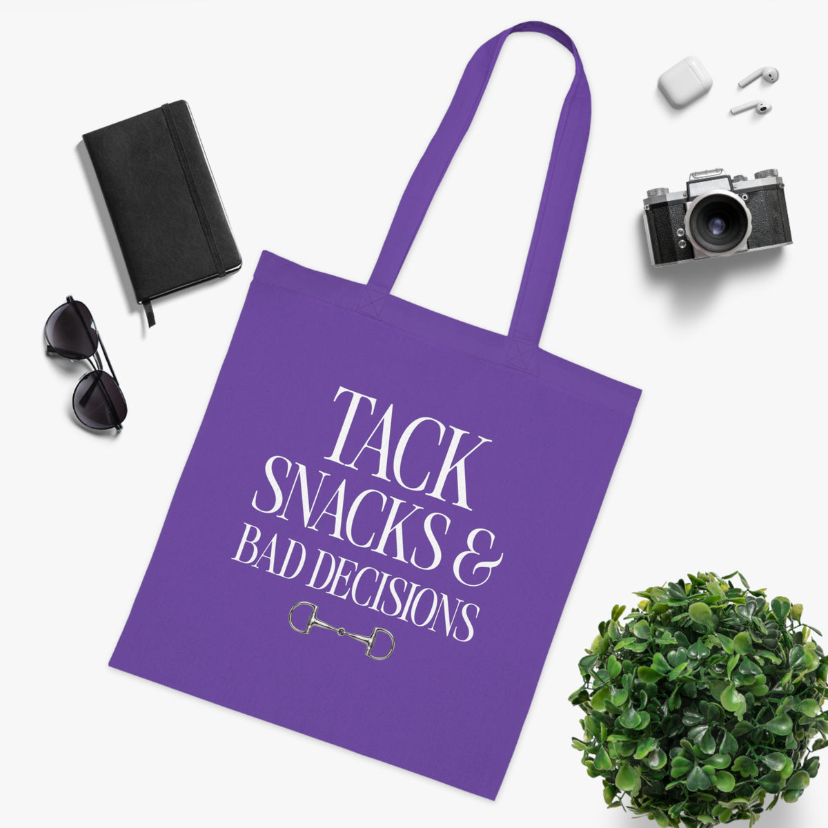 Tack, Snacks & Bad Decisions Cotton Tote | Horse Lover Gift