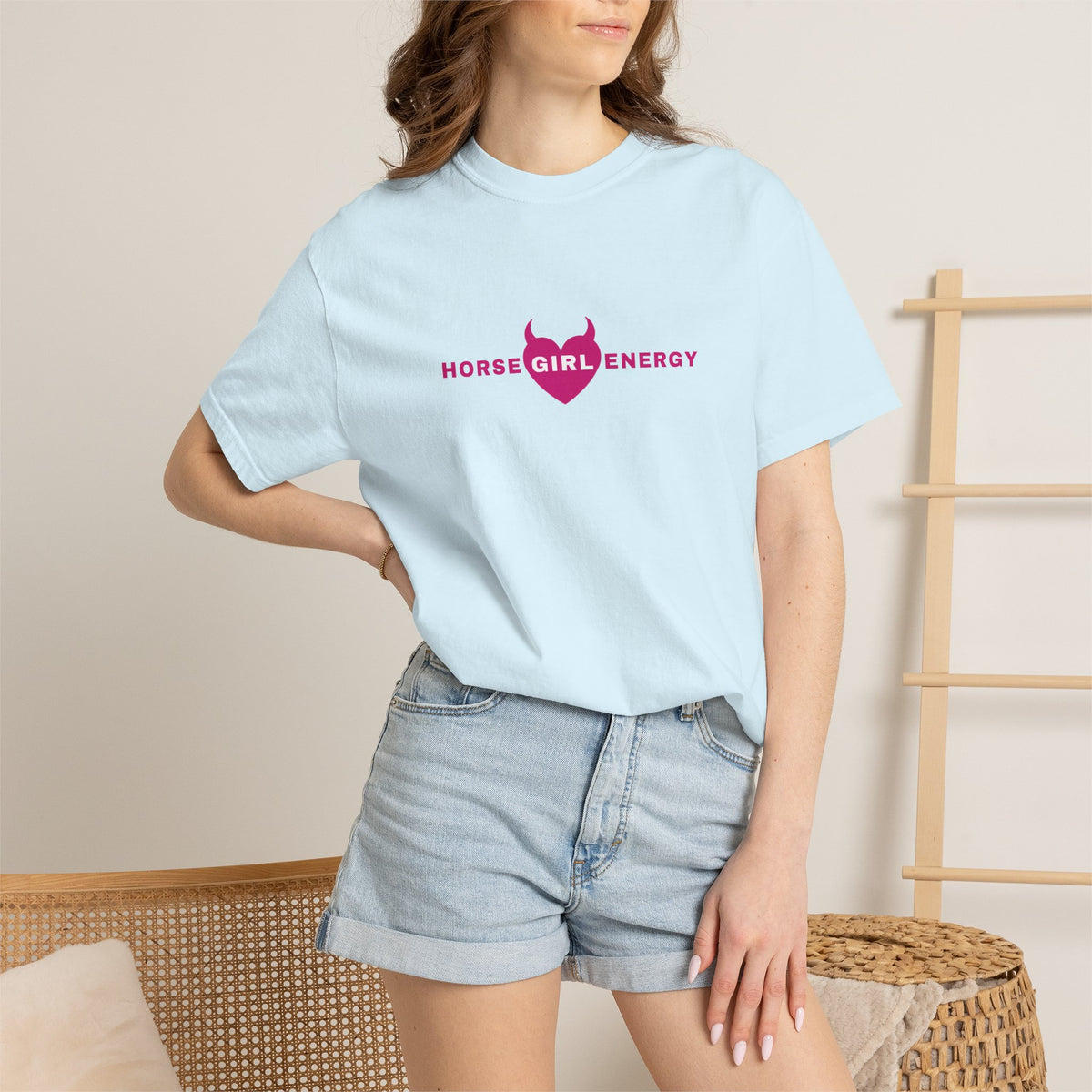 Horse Girl Energy T‑Shirt — Pink Devil Heart
