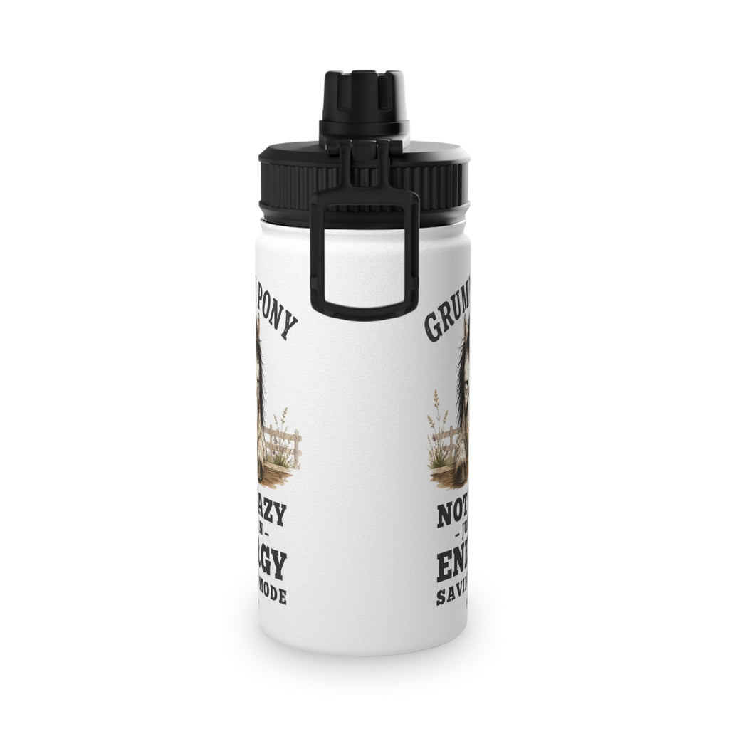 Grumpy Pony Stainless Steel Water Bottle with Sports Lid — Not Lazy - in Energy Saving Mode