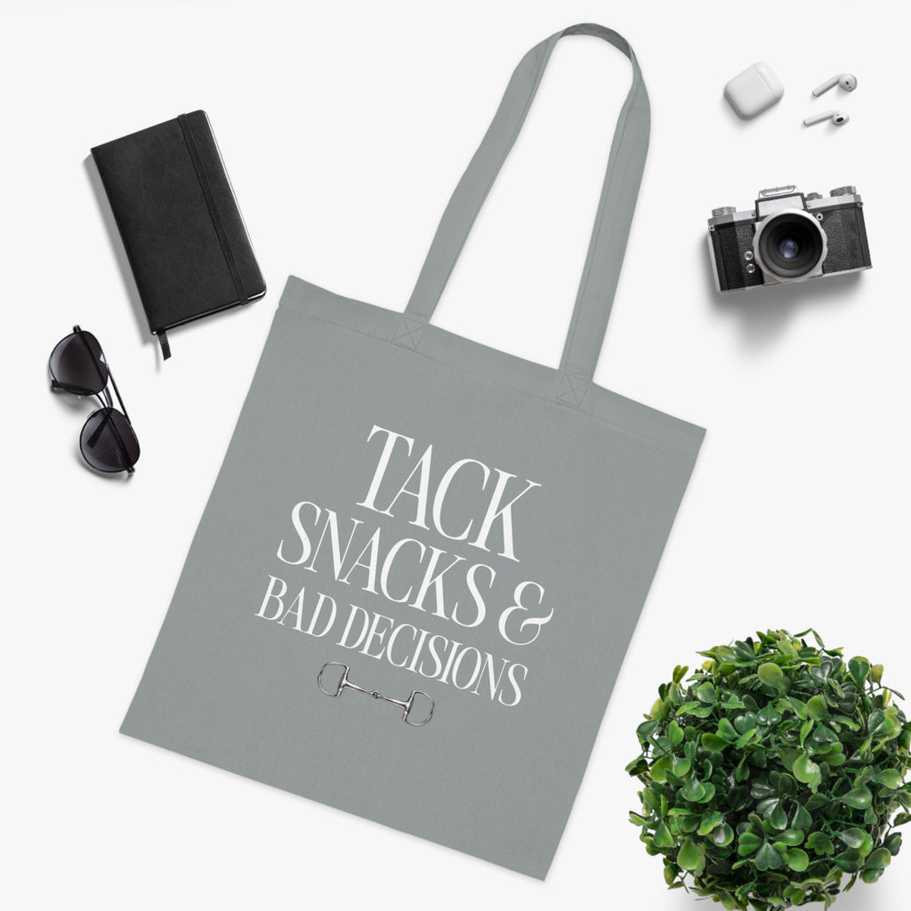 Tack, Snacks & Bad Decisions Cotton Tote | Horse Lover Gift
