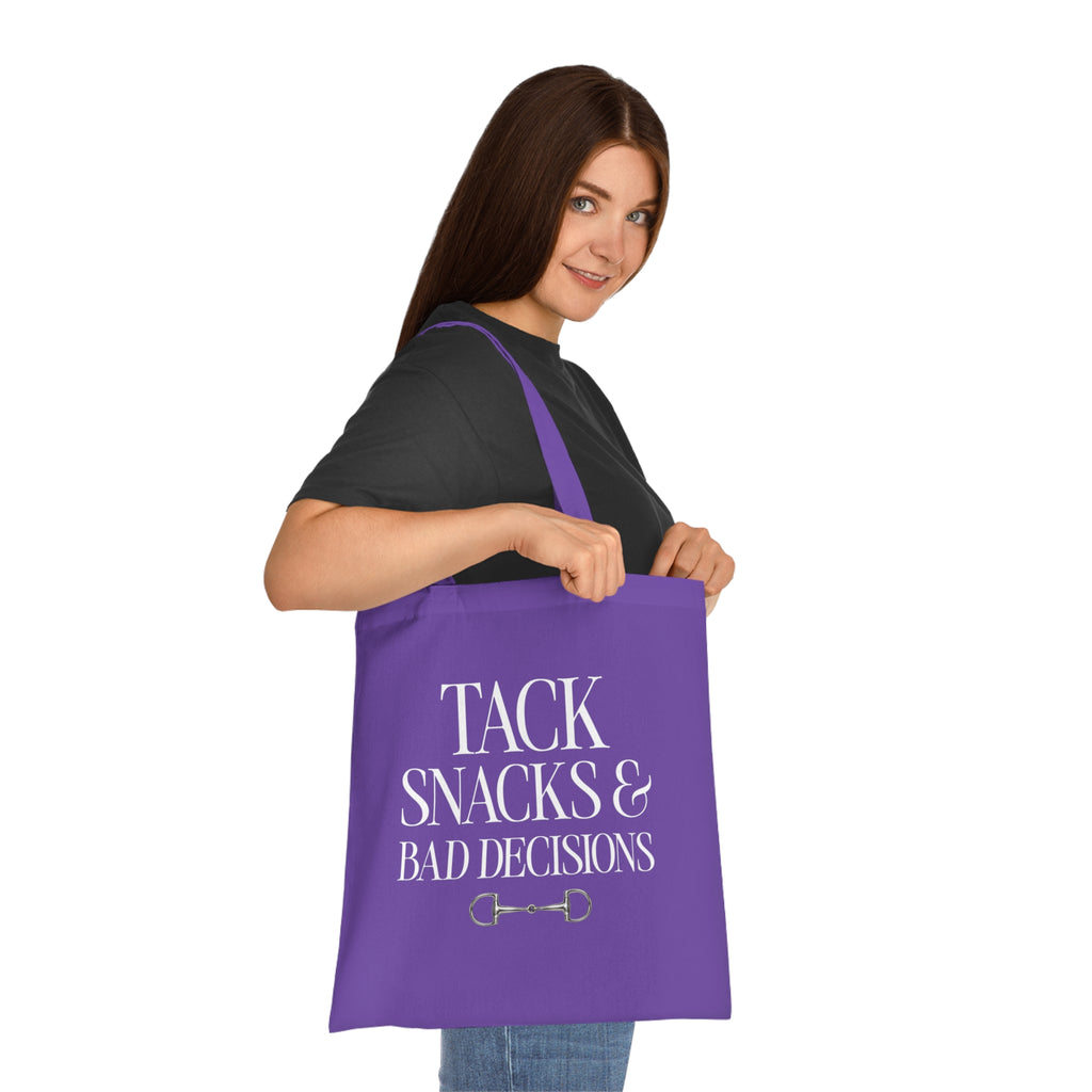 Tack, Snacks & Bad Decisions Cotton Tote | Horse Lover Gift