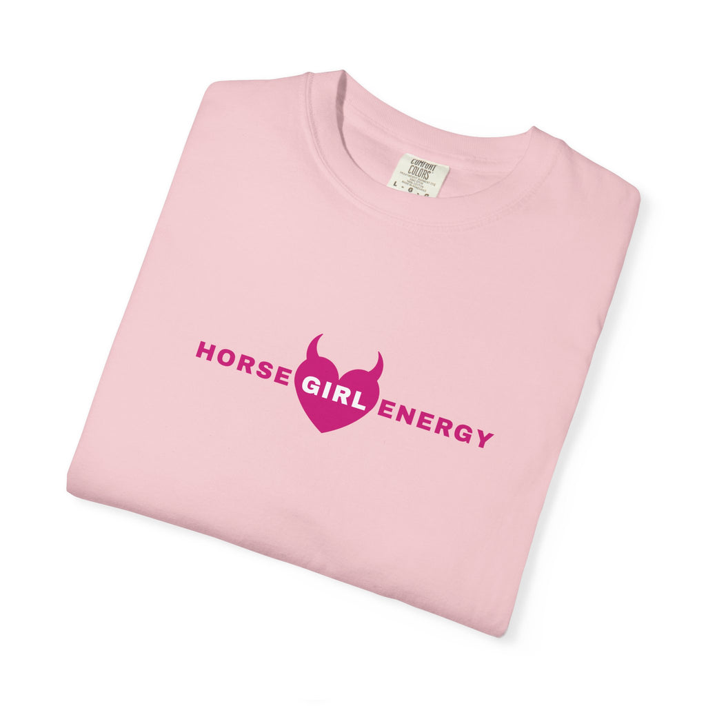 Horse Girl Energy T‑Shirt — Pink Devil Heart