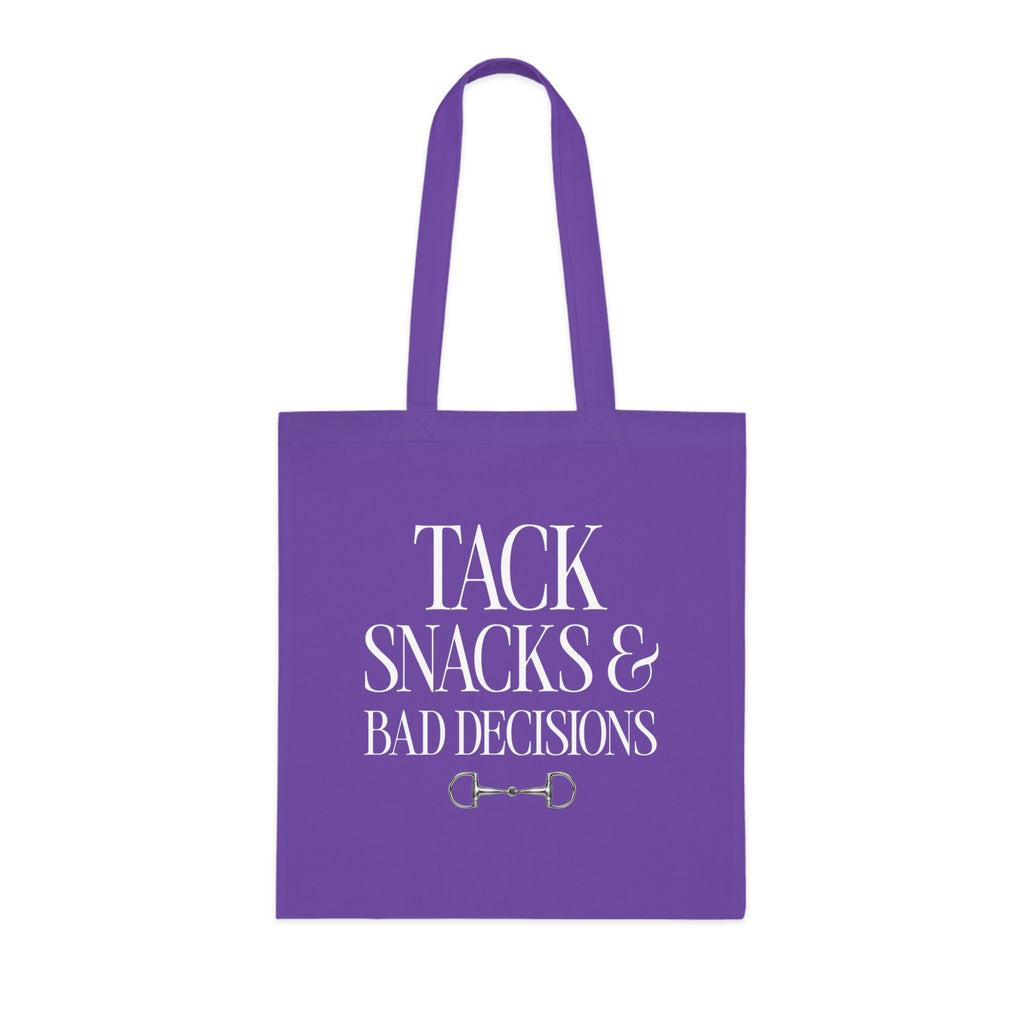 Tack, Snacks & Bad Decisions Cotton Tote | Horse Lover Gift