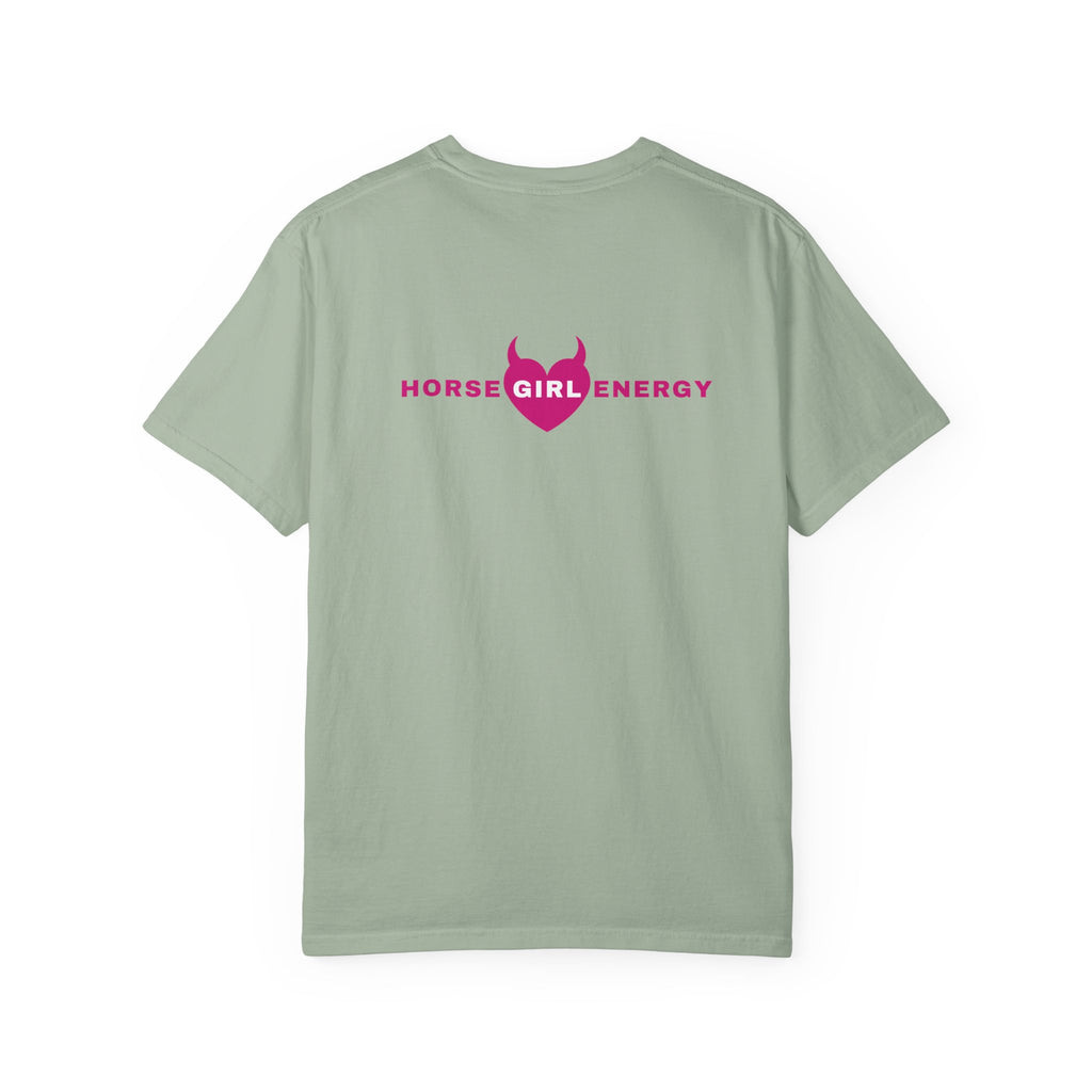 Horse Girl Energy T‑Shirt — Pink Devil Heart