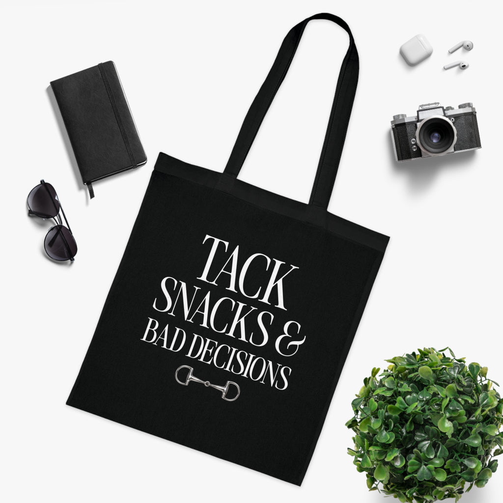 Tack, Snacks & Bad Decisions Cotton Tote | Horse Lover Gift