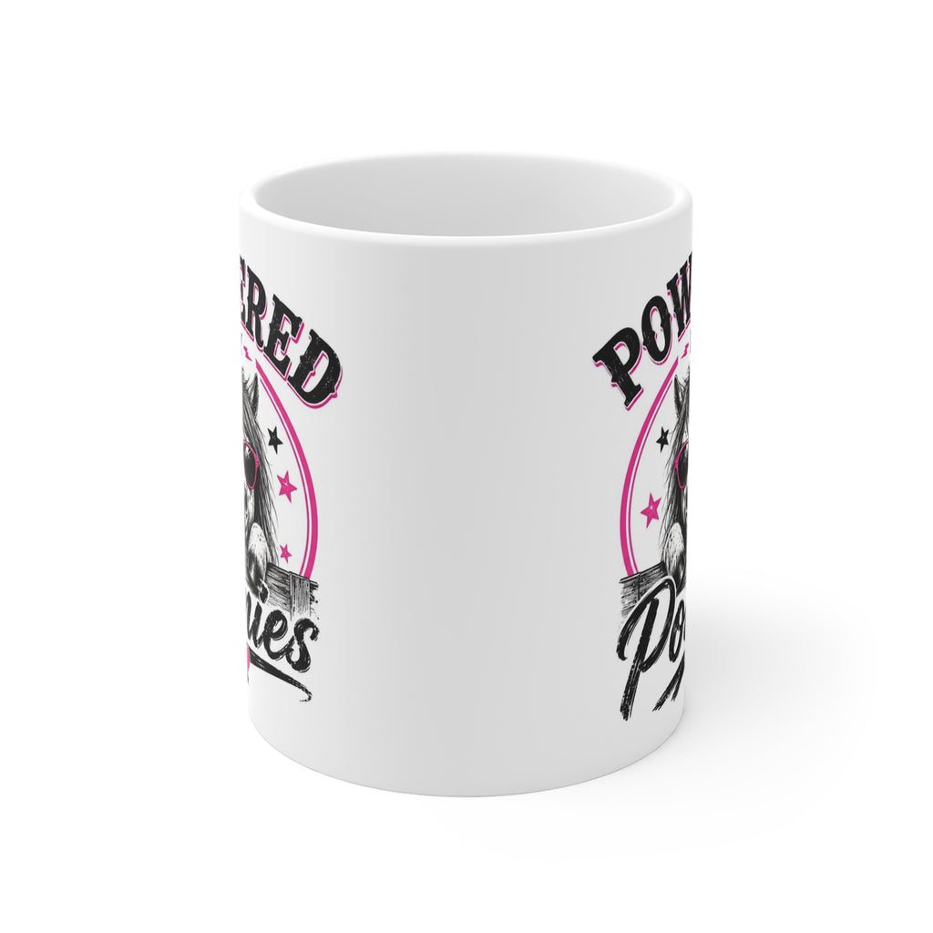 Powered by Ponies Mug — Cute Pony Coffee Cup with Sunglasses, Gift for Horse Lovers