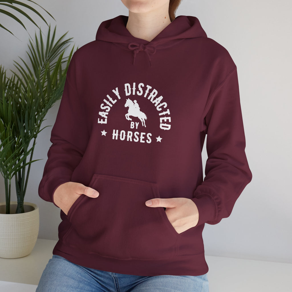Easily Distracted by Horses - Hoodie Dark