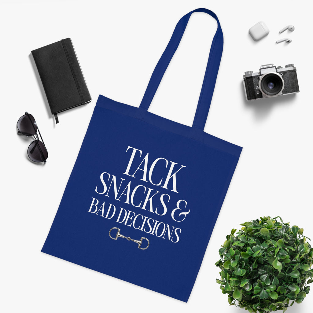 Tack, Snacks & Bad Decisions Cotton Tote | Horse Lover Gift