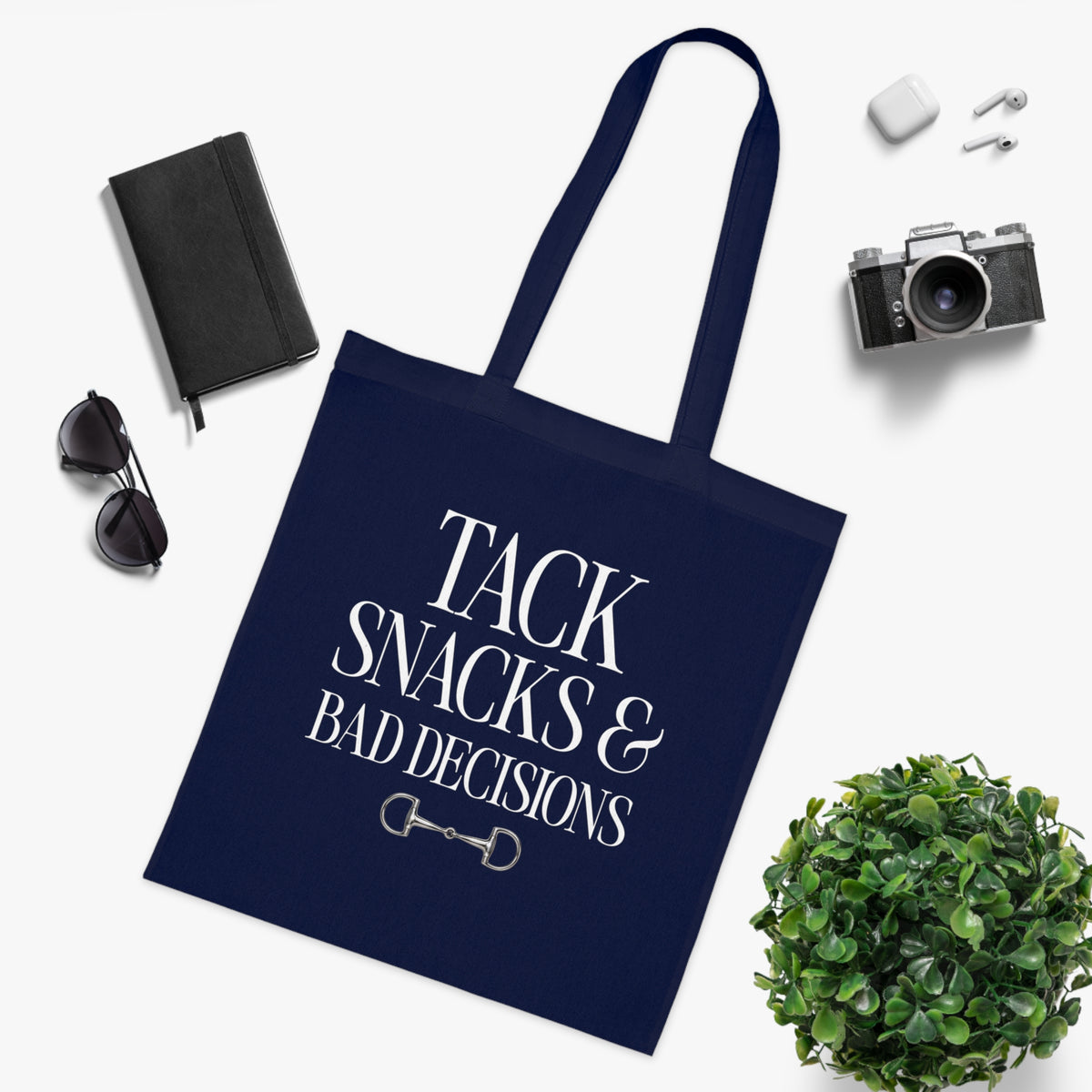 Tack, Snacks & Bad Decisions Cotton Tote | Horse Lover Gift