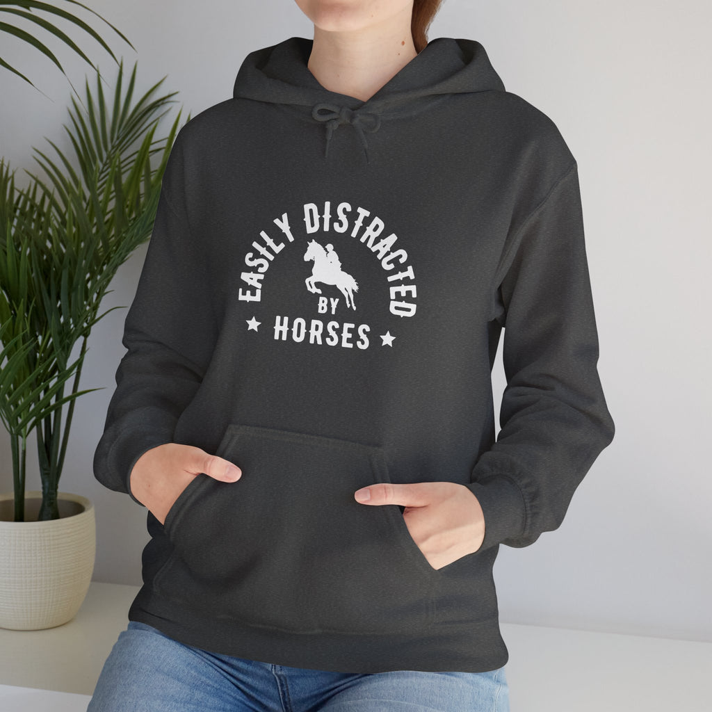 Easily Distracted by Horses - Hoodie Dark
