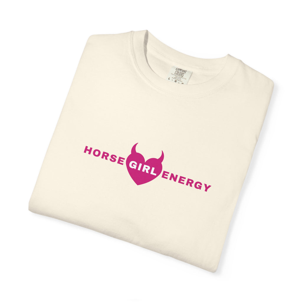 Horse Girl Energy T‑Shirt — Pink Devil Heart