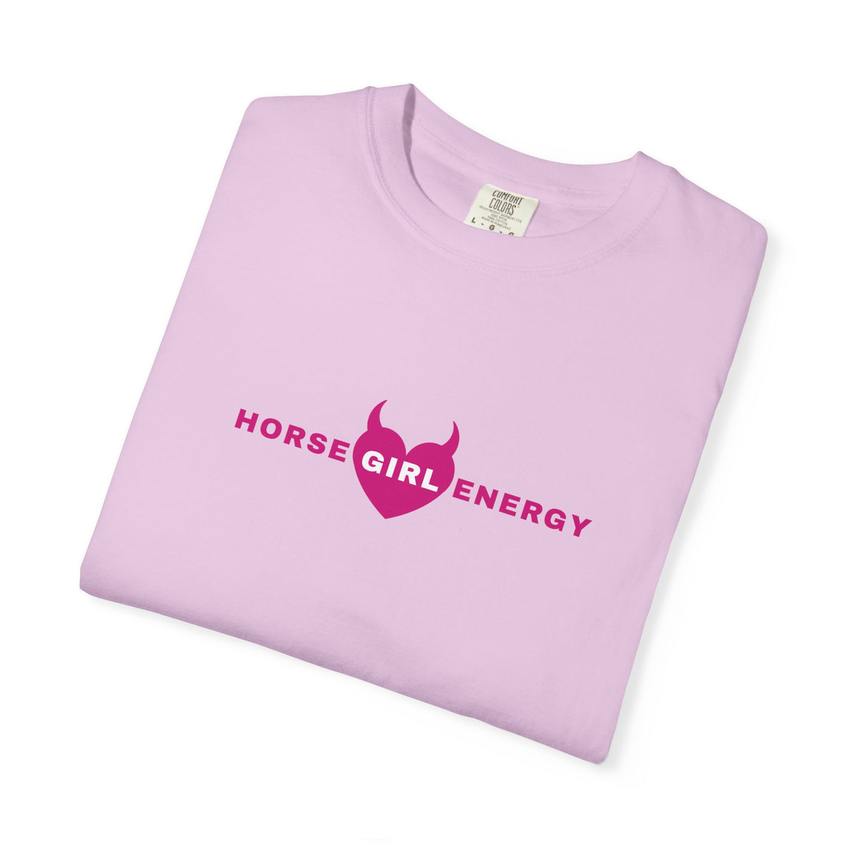 Horse Girl Energy T‑Shirt — Pink Devil Heart