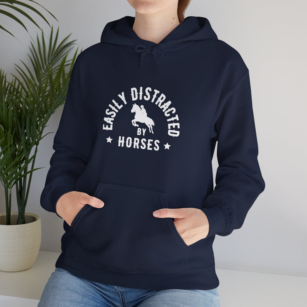 Easily Distracted by Horses - Hoodie Dark