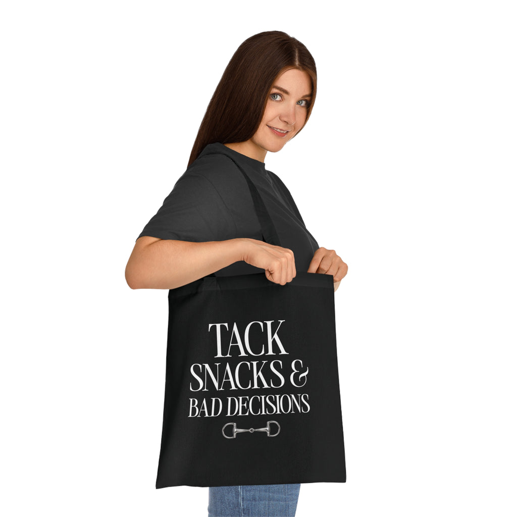 Tack, Snacks & Bad Decisions Cotton Tote | Horse Lover Gift