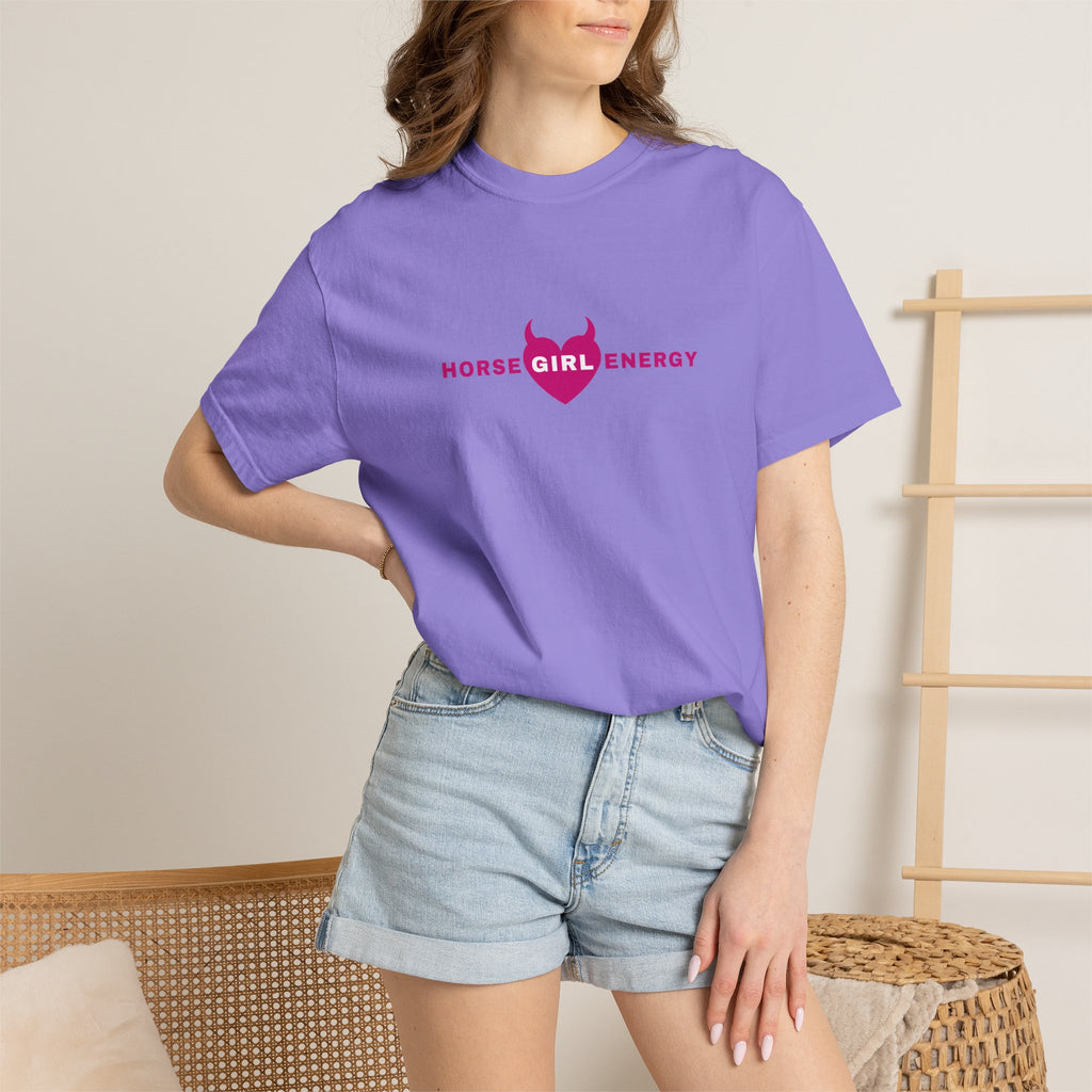 Horse Girl Energy T‑Shirt — Pink Devil Heart
