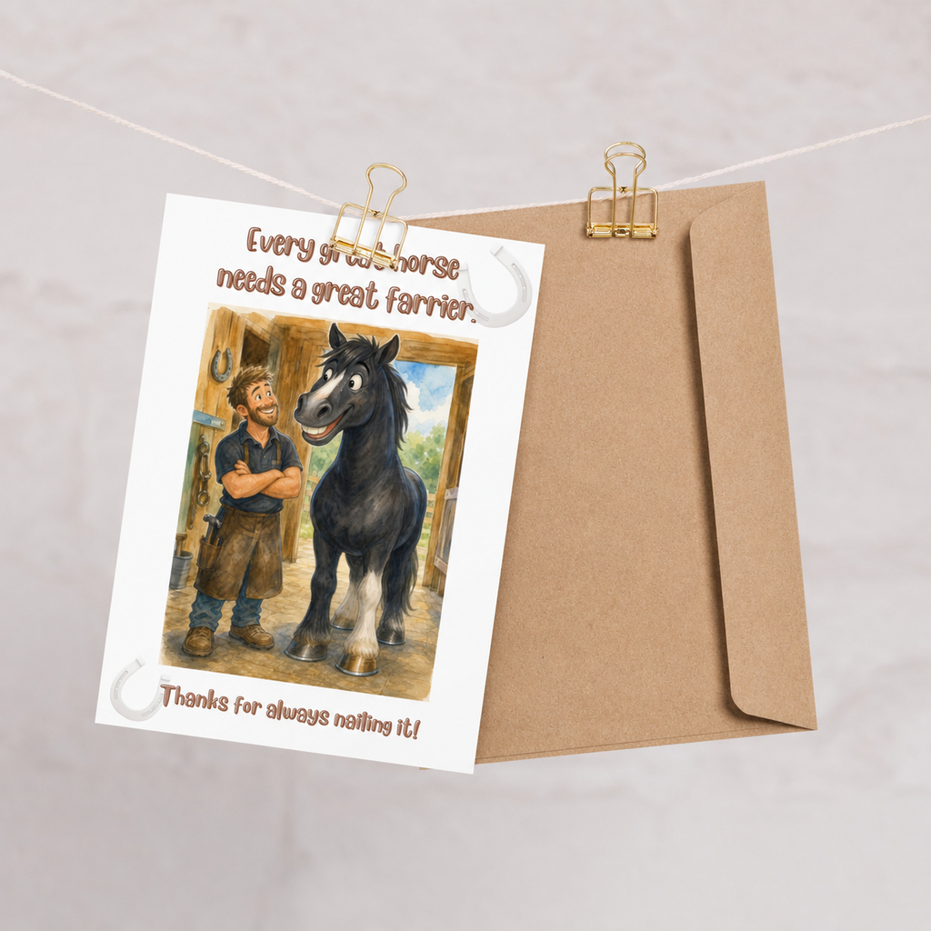 Thank You Card for Farrier — Horse Owner Greeting Card