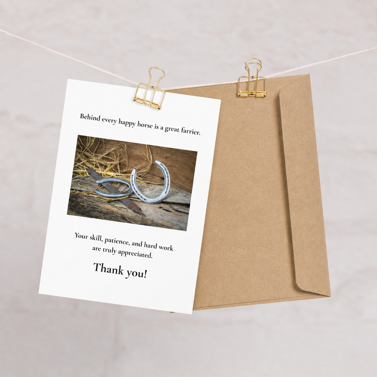 Thank You Card for Farrier — Equestrian Greeting Card