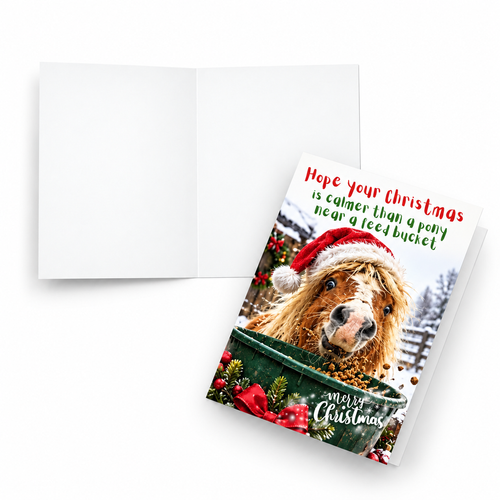 Hope your Christmas is calmer - Funny Pony Christmas Card