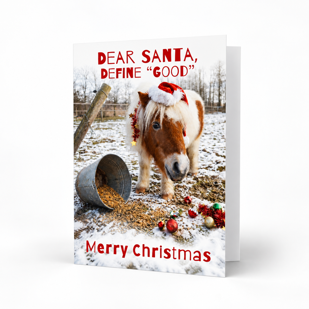 Dear Santa, Define “Good” — Funny Pony Christmas Card