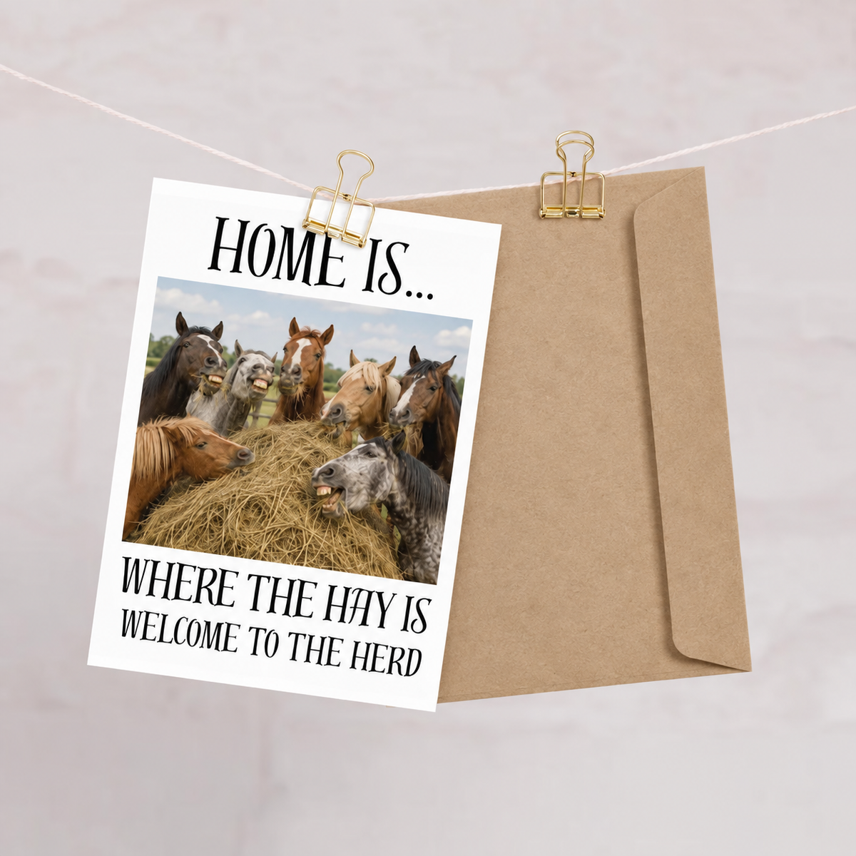 Home Is Where the Hay Is — Equestrian Greeting Card