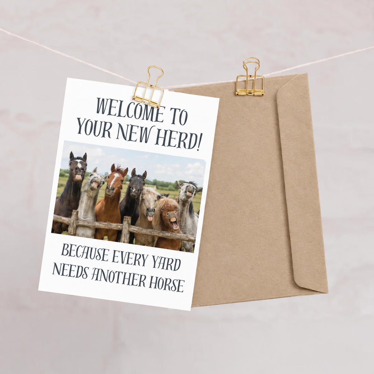 Welcome to Your New Herd — Equestrian Greeting Card