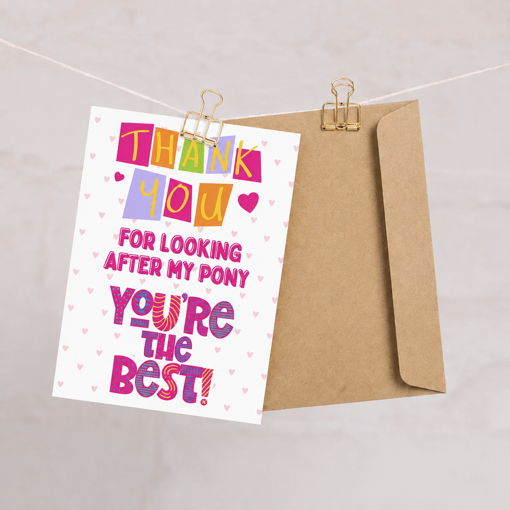 Thank You for Looking After My Pony — Equestrian Greeting Card