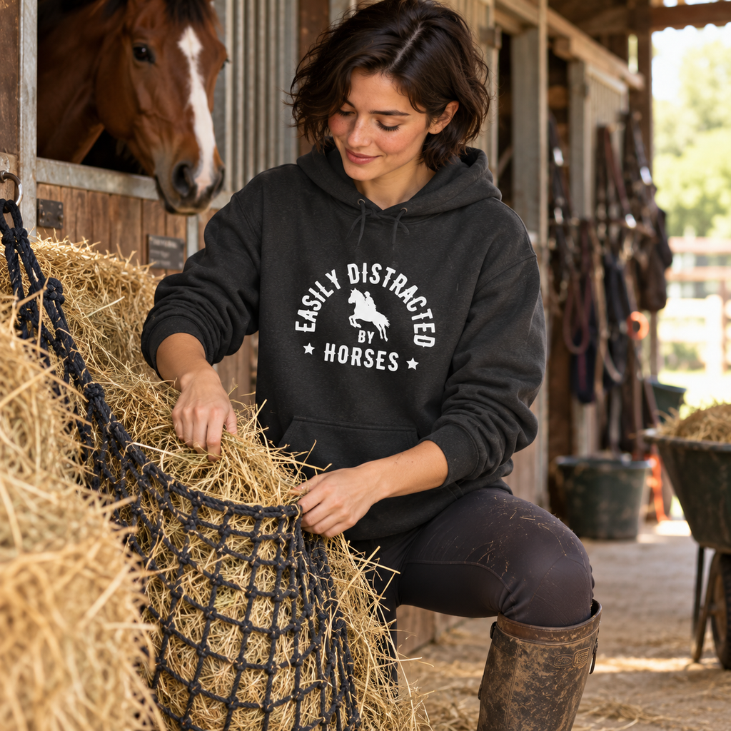 Easily Distracted by Horses - Hoodie Dark