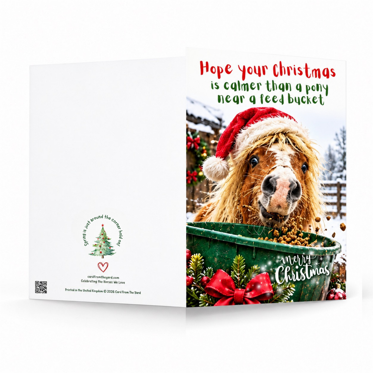 Hope your Christmas is calmer - Funny Pony Christmas Card