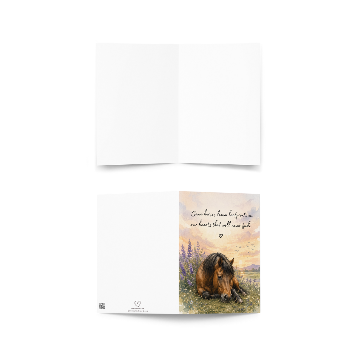 Hoofprints on Our Hearts — Equestrian Sympathy Card
