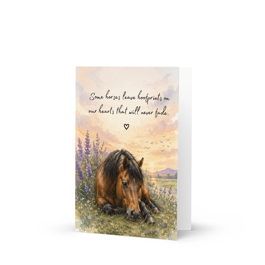 Hoofprints on Our Hearts — Equestrian Sympathy Card