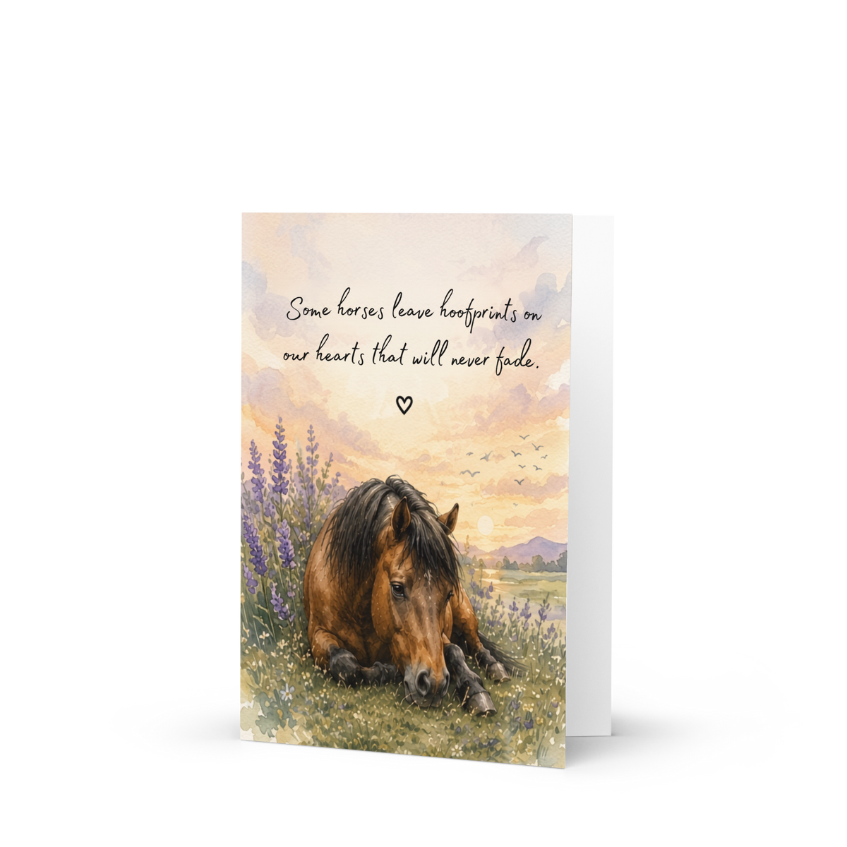 Hoofprints on Our Hearts — Equestrian Sympathy Card