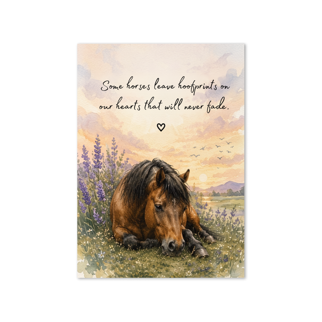 Hoofprints on Our Hearts — Equestrian Sympathy Card