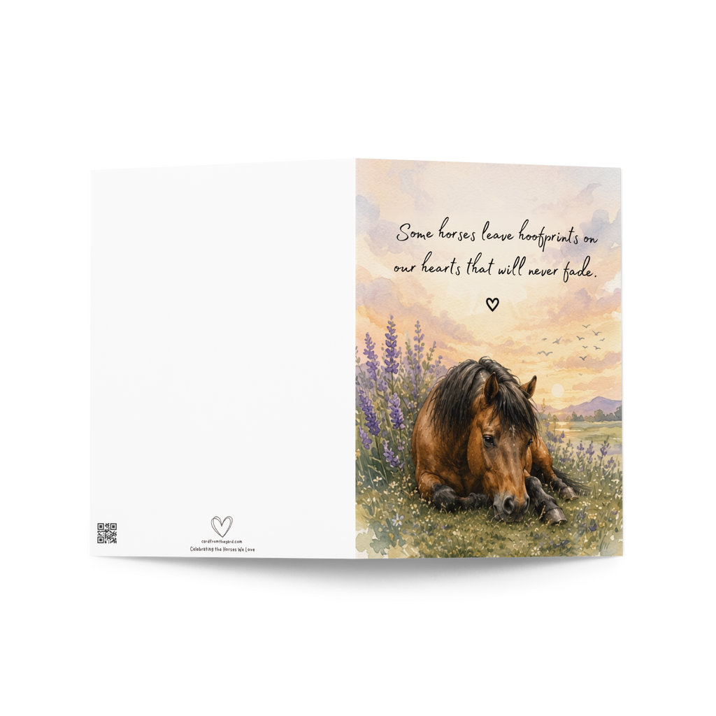 Hoofprints on Our Hearts — Equestrian Sympathy Card