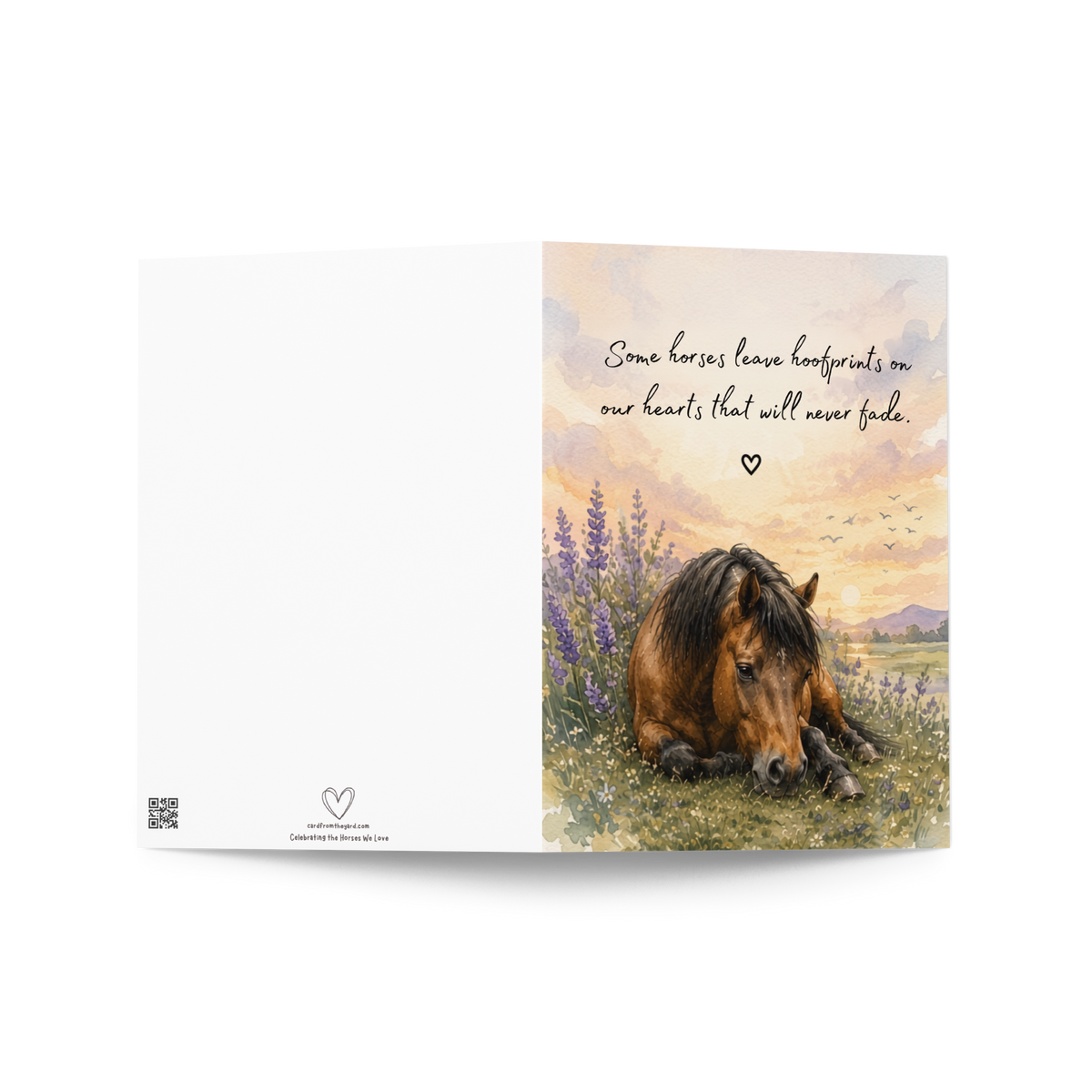 Hoofprints on Our Hearts — Equestrian Sympathy Card