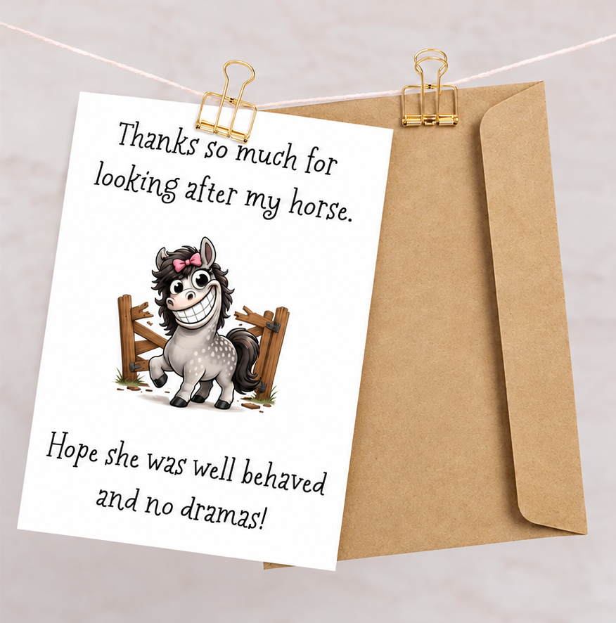 Thanks for Looking After My Horse — Horse Owner Thank You Card